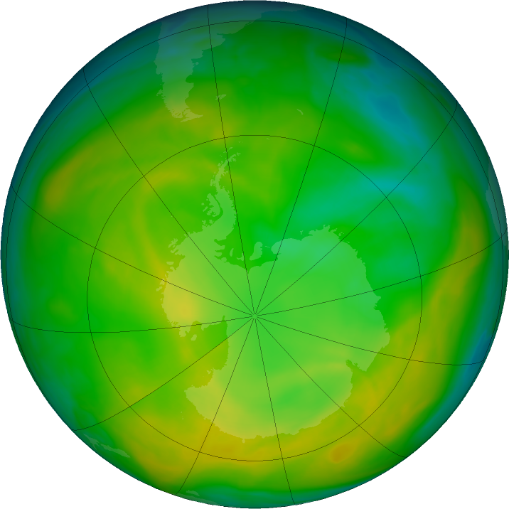Antarctic ozone map for 17 November 2019